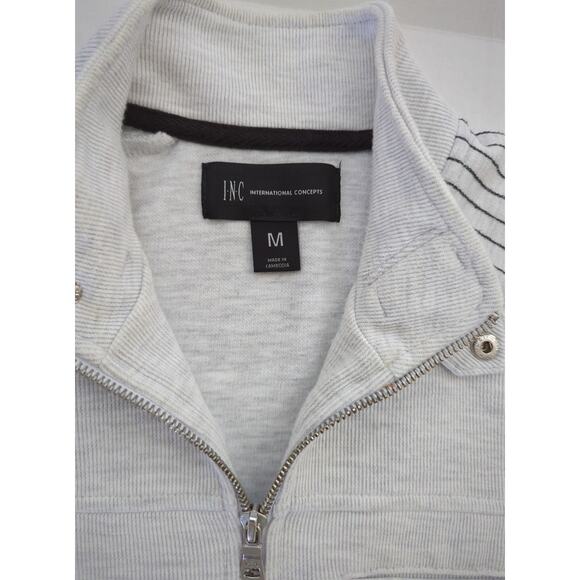 INC INTERNATIONAL CONCEPTS Knit Light Gray/Grey Full Zip Moto Jacket Men Size M - Picture 3 of 6